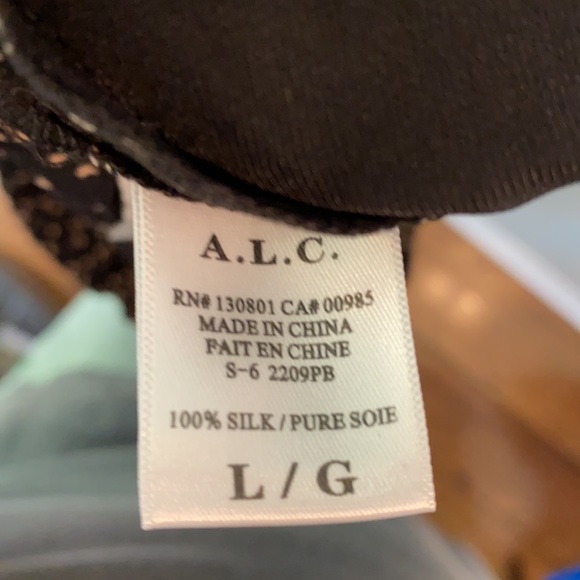 NWT 2013 A.L.C. Silk Black/Tan Drawstring Pants Women's Large - Picture 14 of 15